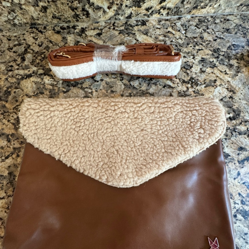 Elegant Brown and Cream Crossbody Bag